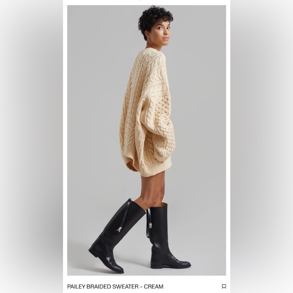 The Frankie Shop Pailey Braided Sweater, Cream, One Size
